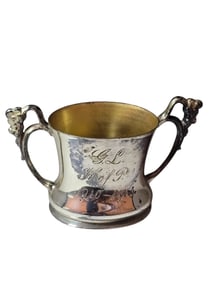ANTIQUE 1910 S/P ENGRAVED LOVING CUP