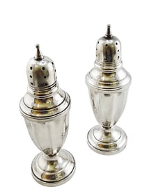 VINTAGE LIGHTLY WEIGHTED EL-SIL-CO FLUTED STERLING SALT AND PEPPER SHAKER