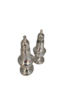 VINTAGE EMPIRE STERLING WEIGHTED GLASS LINED SALT AND PEPPER SHAKERS