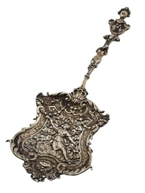 ANTIQUE 800 SILVER OR HIGHER ELABORATE DUTCH CHERUB SERVING PIERCED