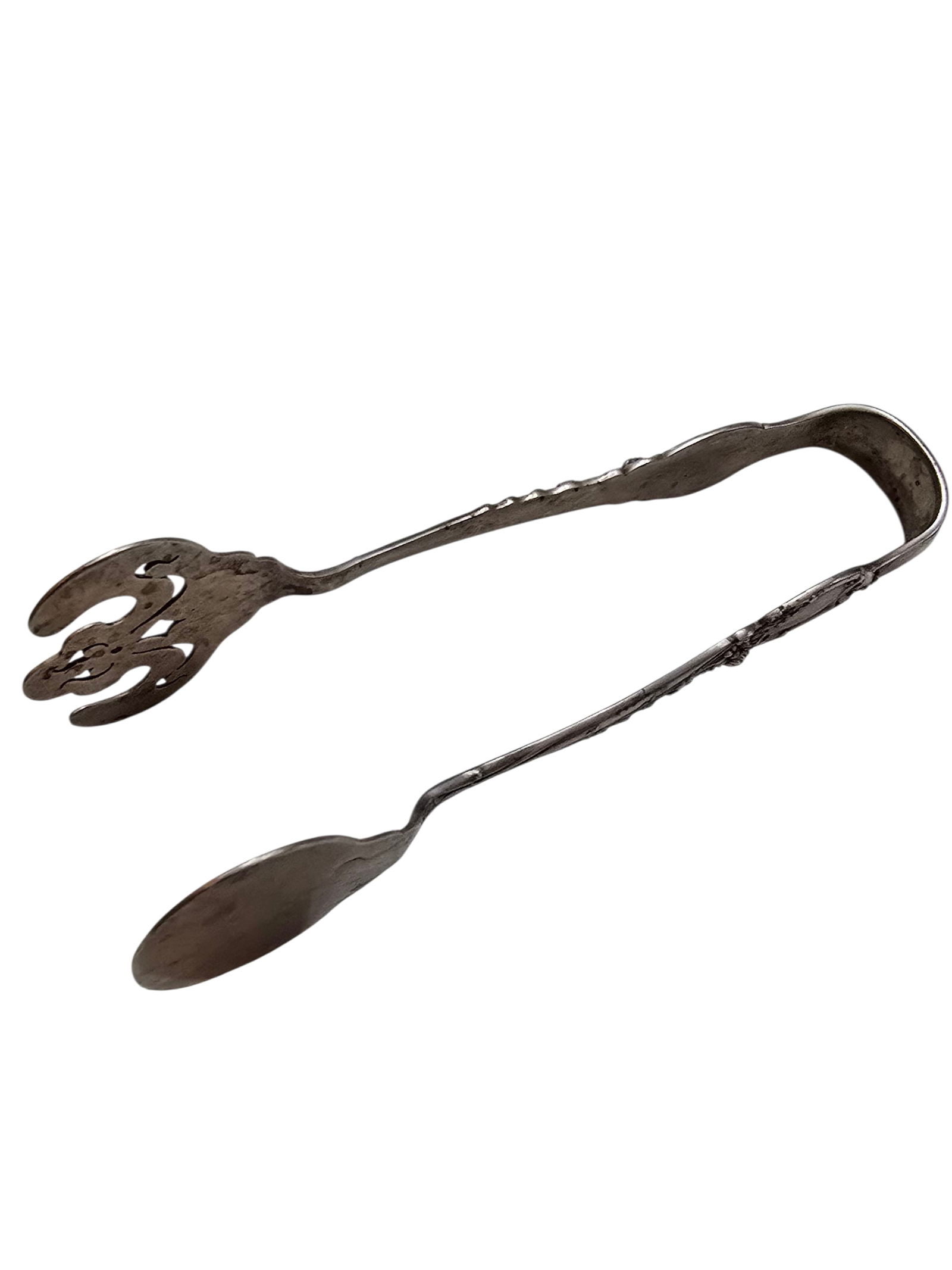 ANTIQUE HALLMARKED ELABORATE STERLING TONGS (1 of 5)