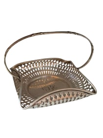 ANTIQUE HALLMARKED PIERCED INITIALED FANCY HANDLE CANDY DISH