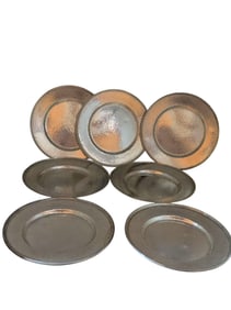 MCM VINTAGE SUPERB STERLING HAMMERED DESSERT PLATES SET OF 8