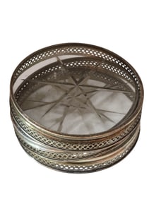 VINTAGE SET OF 3 PIERCED AND STAR GLASS COASTERS