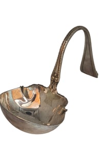 ANTIQUE INITIALED HEAVY STERLING RESTING LADLE SPOON