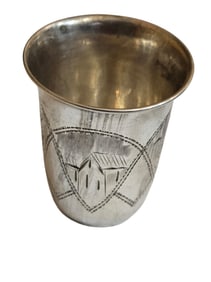 VINTAGE STERLING MINI HALLMARKED ETCHED KIDDISH CUP
