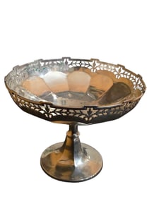 ANTIQUE ENGLISH HALLMARKED VERY HEAVY STERLING BOWL ON PEDESTAL