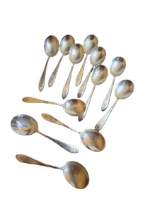 ANTIQUE RMC STERLING SET OF 12 INITIAL "B" SPOONS