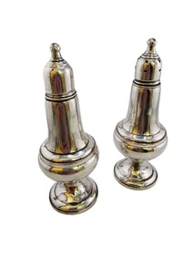 VINTAGE EMPIRE STERLING GLASS LINED SALT AND PEPPER SHAKERS