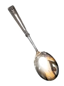 VINTAGE FANCY STERLING HANDLE LARGE SERVING SPOON