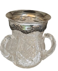 VINTAGE TIFFANY CO MAKERS STERLING & CRYSTAL 3 ARM VASE/LOVING CUP