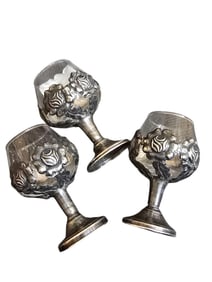 VINTAGE TAXCO STERLING SIGNED SET OF 3 CORDIAL/BRANDY CUPS
