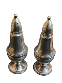 VINTAGE DOUCAN 925 STERLING GLASS SALT AND PEPPER SHAKER