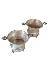 PAIR OF FOOTED STERLING TOOTHPICK HOLDERS BY MOSS