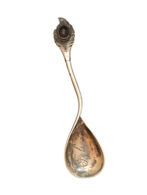 ANTIQUE FACETED GLASS SILVER SPOON