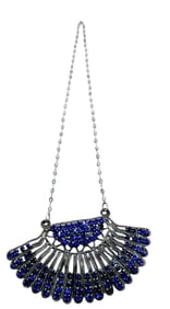 UNIQUE DECO RHINESTONE MESH AND CRYSTAL PENDANT NECKLACE