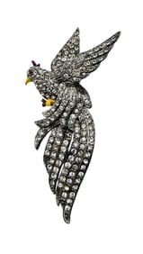 BEAUTIFUL OLDER POT METAL PASTE DIMENSIONAL BIRD BROOCH