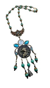 VINTAGE REWORKED CZECH LADY PENDANT NECKLACE