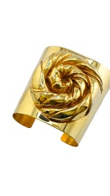 FUNKY HUGE 80S ADJUSTABLE GOLD PLATED CUFF BRACELET
