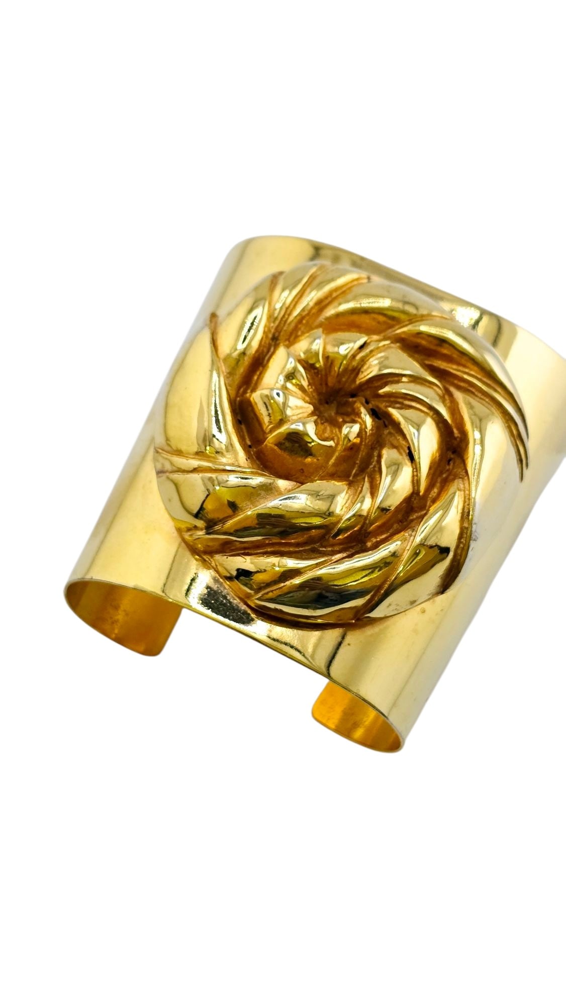 FUNKY HUGE 80S ADJUSTABLE GOLD PLATED CUFF BRACELET (1 of 5)