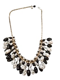 VINTAGE ALL MOLDED GLASS WITH STARS? 2 TONE DANGLING BIB NECKLACE