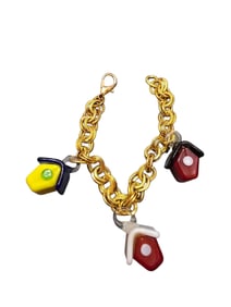 VINTAGE UNIQUE GLASS HOUSE CHARM BRACELET