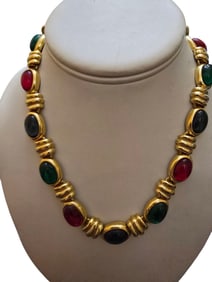VINTAGE 80S MOGUL GLASS COLLAR NECKLACE