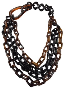 VINTAGE FAUX TORTOISE RESIN UNIQUE CHAIN NECKLACE SIMILAR STYLE TO MONIES