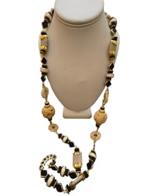 VINTAGE NEW VRBA GLASS BONE? AND CHAIN NECKLACE