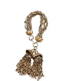VINTAGE UNSIGNED MULTI CHAIN DOUBLE TASSEL BRACELET