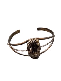 VINTAGE STERLING AND ONYX NAVAJO ADJUSTABLE CUFF BRACELET