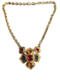 VINTAGE SIGNED NAPIER JEWELED PENDANT NECKLACE
