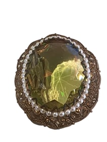 VINTAGE WEST GERMANY SIGNED UNIQUE MULTI FACETED GLASS BROOCH
