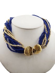 VINTAGE 80S RESIN BEADED MULTI STRAND NECKLACE