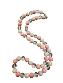 VINTAGE GLASS & SEMI PRECIOUS STONE NECKLACE WITH FANCY CLASP