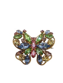 VINTAGE SPECTACULAR MULTICOLOR RHINESTONE SIGNED REGENCY BROOCH