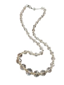 ANTIQUE BEAUTIFUL HIGHLY FACETED CRYSTAL STRUNG ON STERLING CHAIN