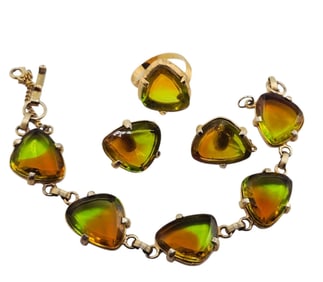 FABULOUS BI-COLOR GLASS JUDY LEE PARURE