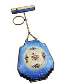 SPECTACULAR ART DECO GULLIOCHE COMPACT AND LIPSTICK