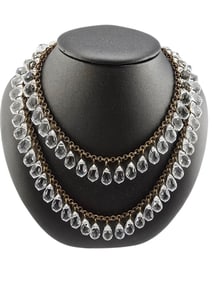 BEAUTIFUL FACETED CRYSTAL DOUBLE STRAND DANGLE BIB NECKLACE