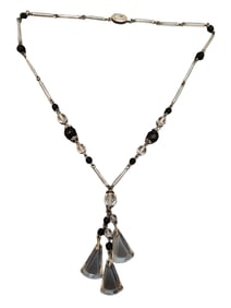 VINTAGE SIGNED CZECHOSLOVAKIA GLASS DANGLE NECKLACE