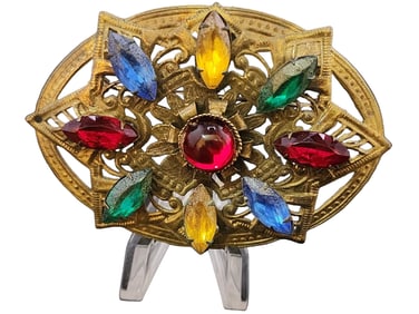 VINTAGE MULTICOLOR GLASS BROOCH