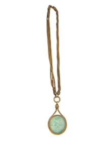 ANTIQUE STAR GLASS PENDANT NECKLACE