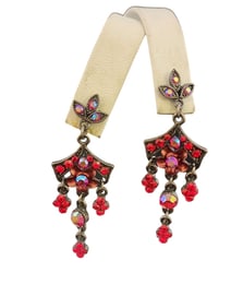 VINTAGE RHINESTONE DANGLE PIERCED EARRINGS