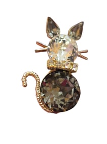 VINTAGE SIGNED DODDZ HEAVY ANTIQUE GLASS MOUSE BROOCH