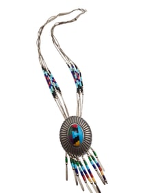 VINTAGE NAVAJO SOUTH WESTERN STERLING LIQUID SILVER NECKLACE