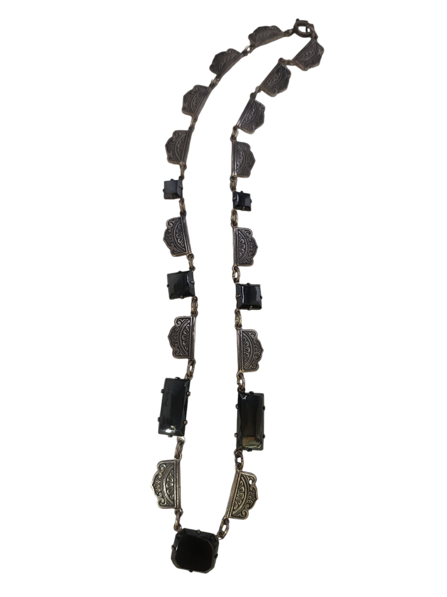 ANTIQUE ART DECO & HEMATITE GLASS NECKLACE