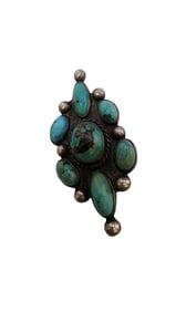 VINTAGE 925AND TURQ NAVAJO BROOCH