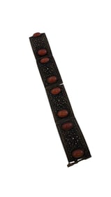 VINTAGE ISRAELI STERLING AND CARNELIAN? ETRUSCAN STYLE PANEL BRACELET