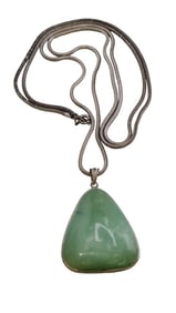 VINTAGE STERLING CHAIN WITH SEMI PRECIOUS PENDANT